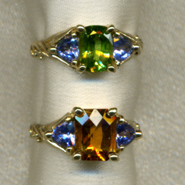 Tanzanite with Peridot Ring (top) Tanzanite with Citrine (bottom) "Leaf Rings"